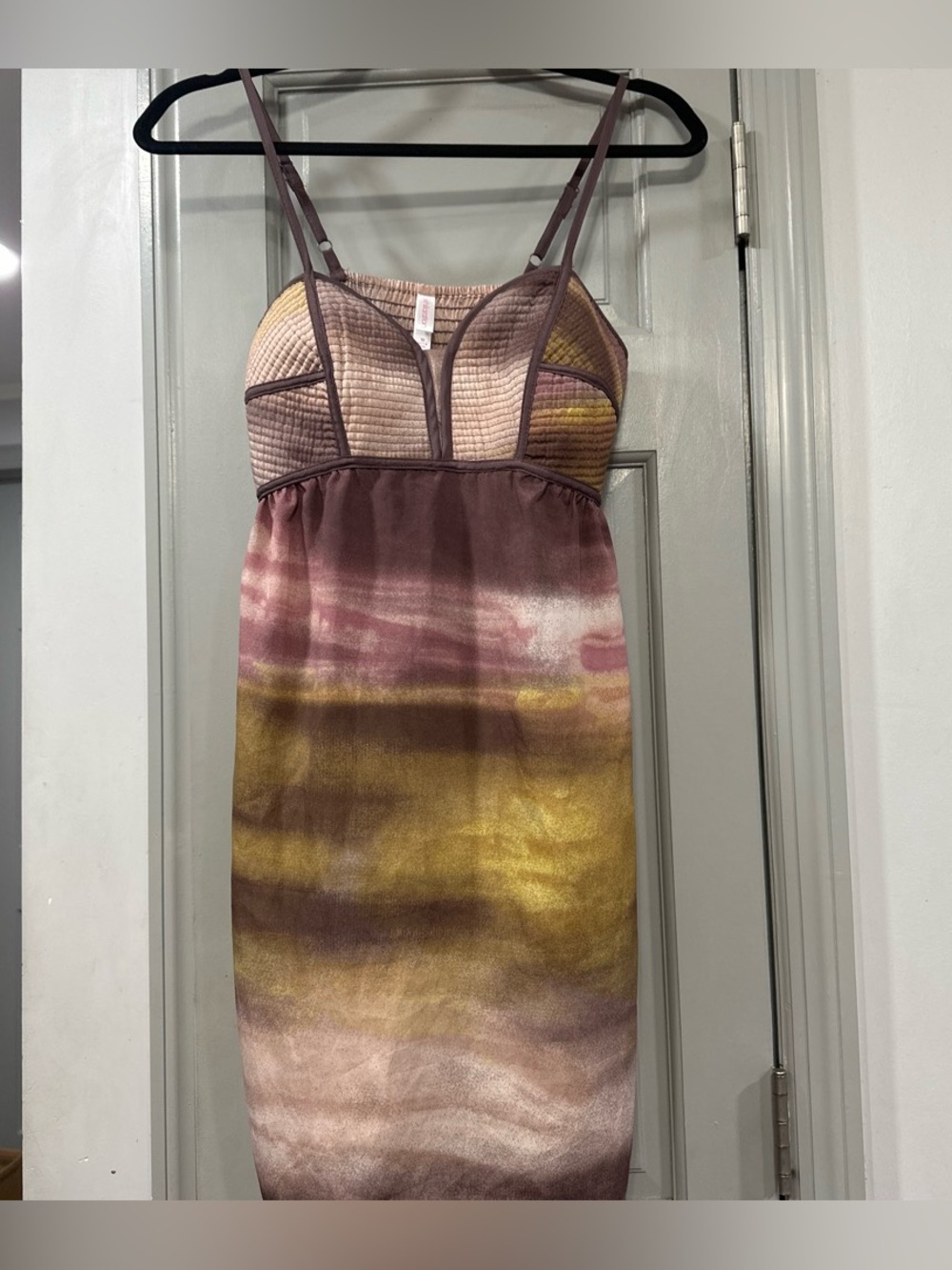Xhilaration Mauve, Gold & Cream Tie-Dye Mini Dress